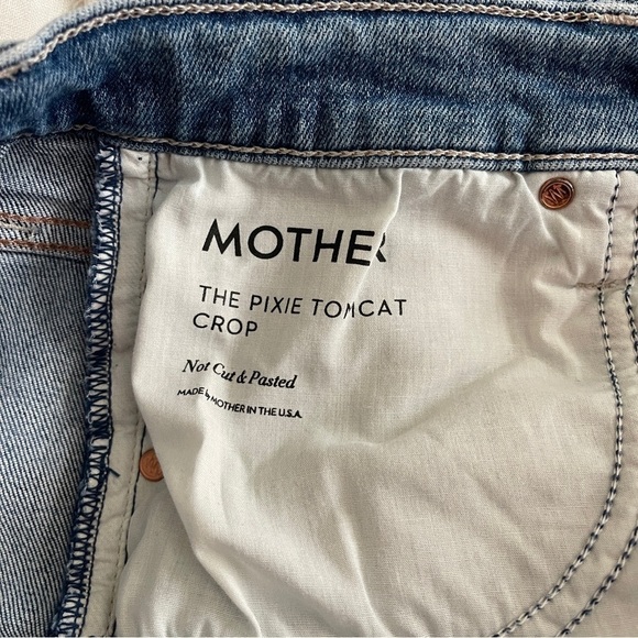 Mother Denim The Pixie Tomcat Crop Not Cut & Pasted Jeans Distressed Button Fly - Picture 4 of 8
